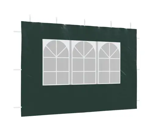 Dārza Telts Sānu Sienas, 2 Gab., Ar Logiem, Pe, Zaļas Vidaxl