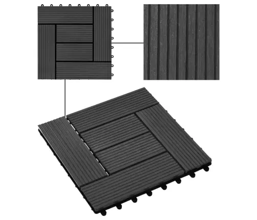 Terases Flīzes, 11 Gab., Wpc, 30X30 Cm, 1 M2, Melnas Vidaxl