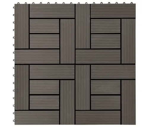 Terases Flīzes, 11 Gab., Wpc, 30X30 Cm, 1 M2, Tumši Brūnas Vidaxl