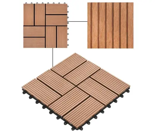 Terases Flīzes, 11 Gab., Wpc, 30X30 Cm, 1 M2, Brūnas Vidaxl