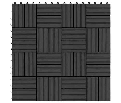 Terrassiplaadid, 11 Tk, Wpc, 30 X 30 cm 1 M², Must