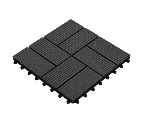 Terrassiplaadid, 11 Tk, Wpc, 30 X 30 cm 1 M², Must