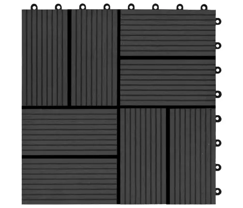 Terrassiplaadid, 11 Tk, Wpc, 30 X 30 cm 1 M², Must