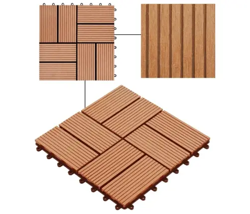 Terases Flīzes, 11 Gab., Wpc, 30X30 Cm, 1 M2, Tīkkoka Krāsā Vidaxl
