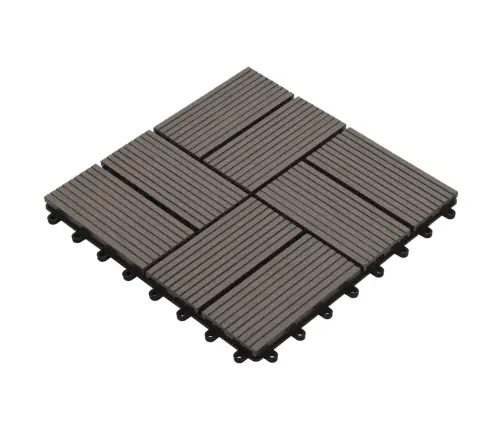 Terases Flīzes, 11 Gab., Wpc, 30X30 Cm, 1 M2, Tumši Brūnas Vidaxl