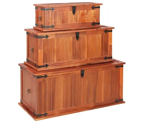 Mantu Lādes, 3 Gab., Akācijas Masīvkoks Vidaxl