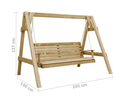 Dārza Šūpuļsols, Impregnēts Priedes Koks, 205X150X157 Cm Vidaxl