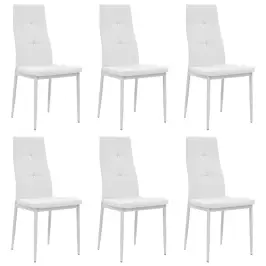 Virtuves Krēsli, 6 Gab., Balta Mākslīgā Āda Vidaxl
