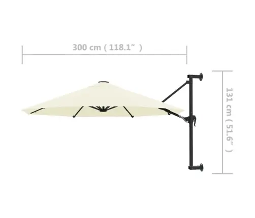 Saulessargs Ar Metāla Kātu, Smilšu Krāsā, 300 Cm Vidaxl