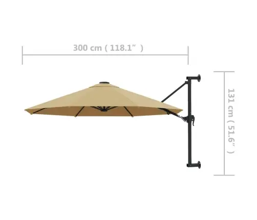 Saulessargs Ar Metāla Kātu, Pelēkbrūns, 300 Cm Vidaxl