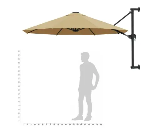 Saulessargs Ar Metāla Kātu, Pelēkbrūns, 300 Cm Vidaxl