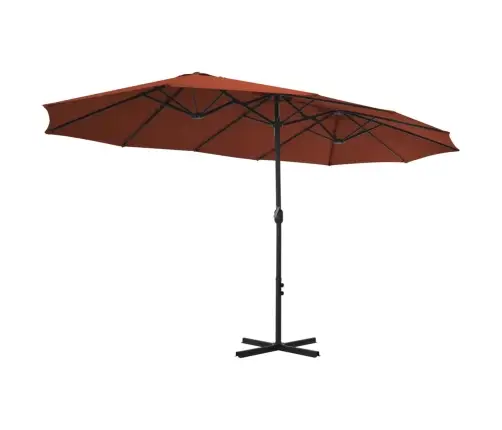 Lauko Skėtis Su Aliuminio Stulpu, Terakota, 460X270Cm