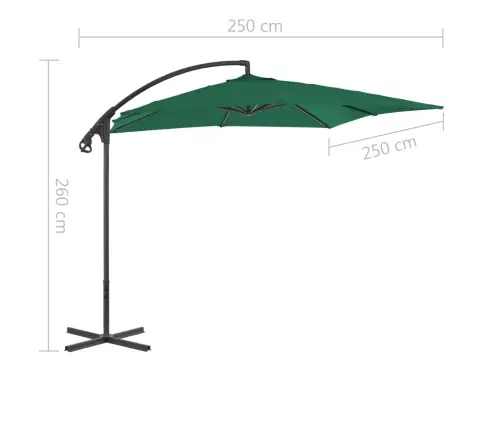 Dārza Saulessargs Ar Tērauda Kātu, 250X250 Cm, Zaļš Vidaxl Dārza Saulessargs Ar Tērauda Kātu, 250X250 Cm, Zaļš Vidaxl