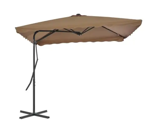 Dārza Saulessargs Ar Tērauda Kātu, 250X250 Cm, Pelēkbrūns Vidaxl