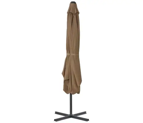 Dārza Saulessargs Ar Tērauda Kātu, 250X250 Cm, Pelēkbrūns Vidaxl