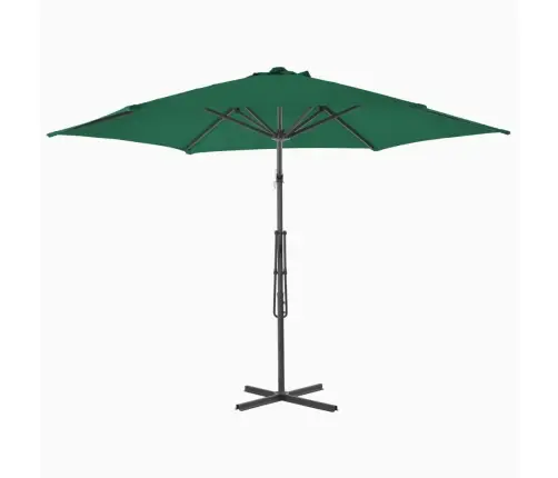 Dārza Saulessargs Ar Tērauda Kātu, 300 Cm, Zaļš Vidaxl