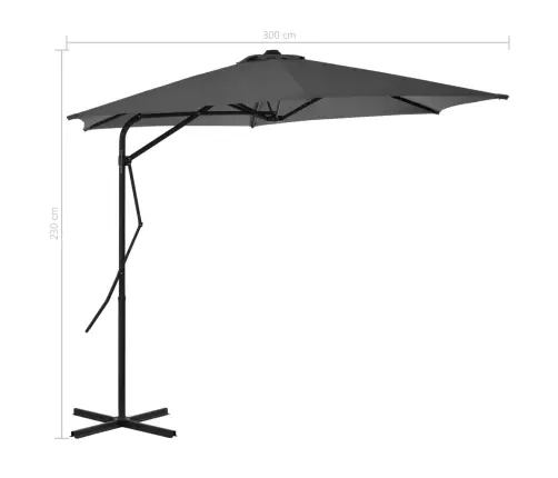 Päikesevari, Teraspostiga, 300 cm Antratsiithall