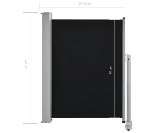 Izvelkama Sānu Markīze, 100X300 Cm, Melns Vidaxl