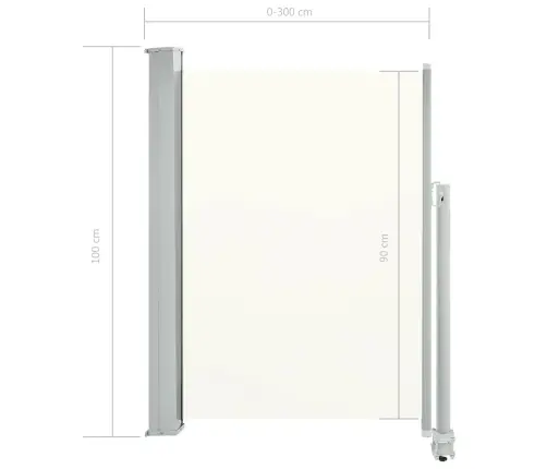 Ištraukiama Šoninė Kiemo Pertvara, Kreminės Spalvos, 100X300Cm