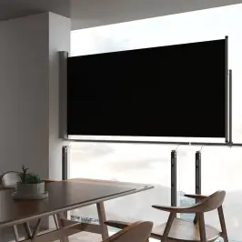 Ištraukiama Šoninė Kiemo Pertvara, Juodos Spalvos, 120X300Cm