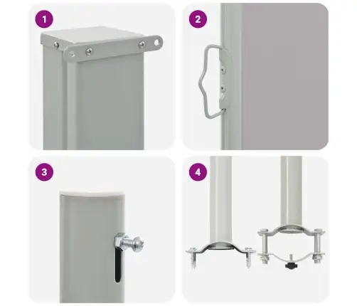 Ištraukiama Šoninė Kiemo Pertvara, Pilkos Spalvos, 120X300Cm