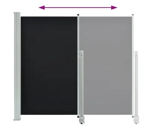 Ištraukiama Šoninė Kiemo Pertvara, Juodos Spalvos, 140X300Cm