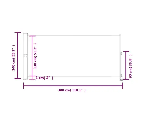 Ištraukiama Šoninė Kiemo Pertvara, Juodos Spalvos, 140X300Cm