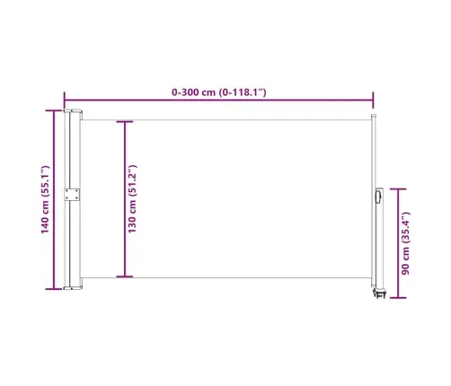 Izvelkama Sānu Markīze, 140X300 Cm, Krēmkrāsā Vidaxl