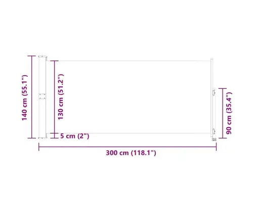 Ištraukiama Šoninė Kiemo Pertvara, Kreminės Spalvos, 140X300Cm