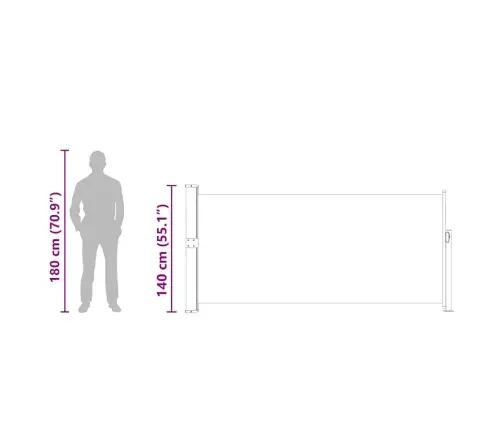 Lahtitõmmatav Külgsein, 140 X 300 cm Must