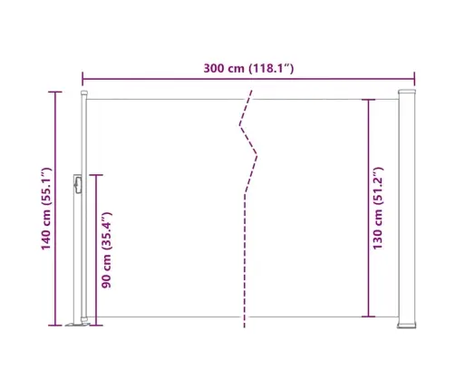 Lahtitõmmatav Külgsein, 140 X 300 cm Must
