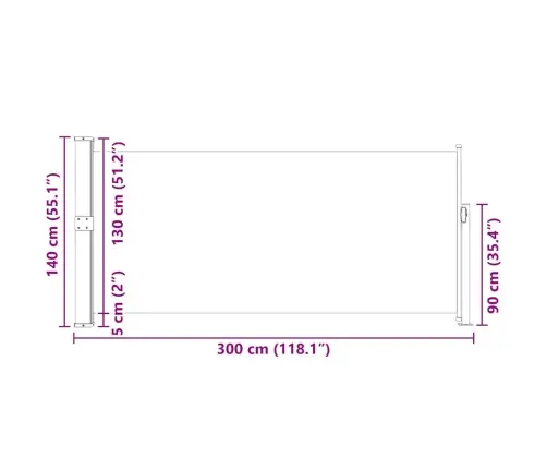 Lahtitõmmatav Külgsein, 140 X 300 cm Sinine