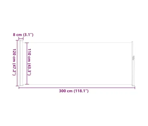 Lahtitõmmatav Külgsein, 120 X 300 cm Must