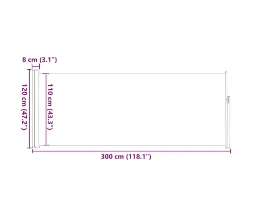 Lahtitõmmatav Külgsein, 120 X 300 cm Kreemjas