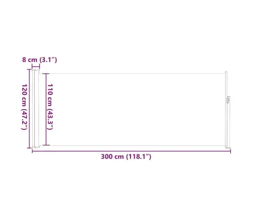 Izvelkama Sānu Markīze, 120X300 Cm, Pelēka Vidaxl