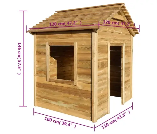 Mängumaja, 120 X 120 X 146 Cm Männipuit