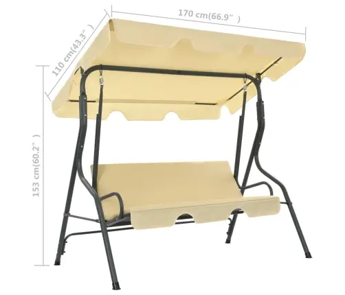 Sodo Sūpynės, Kreminės Baltos Spalvos, 170X110X153 Cm