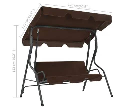 Sodo Sūpynės-Suoliukas, Kavos Spalvos, 170X110X153 Cm