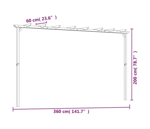 Dārza Pergola, Impregnēts Priedes Koks, 360X200X60 Cm Vidaxl