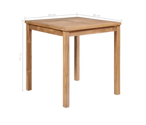 Dārza Galds, 80X80X77 Cm, Masīvs Tīkkoks Vidaxl