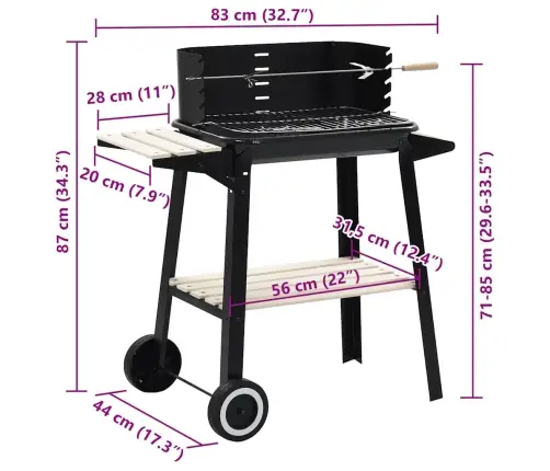 Grils Ar Riteņiem Vidaxl