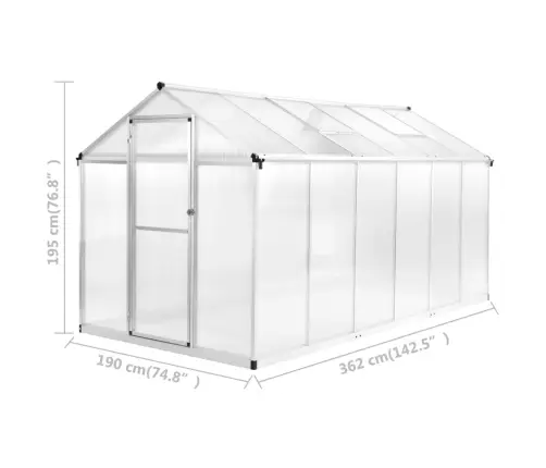 Šiltnamis, 362X190X195cm Aliuminis, 13,41M³