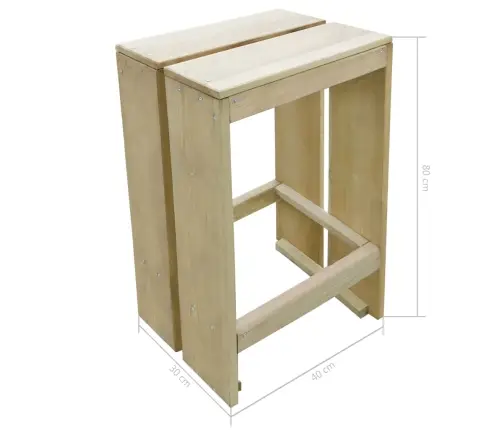 Dārza Bāra Krēsli, 2 Gab., Impregnēts Priedes Koks Vidaxl