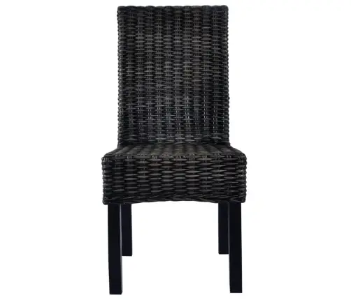 Virtuves Krēsli, 6 Gab., Melna Kubu Rotangpalma Un Mango Koks Vidaxl
