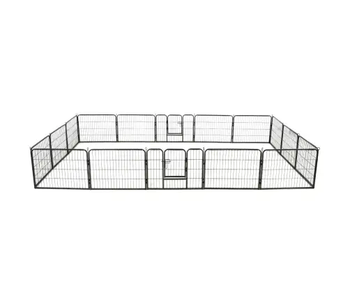 Nožogojums Suņiem, 16 Paneļi, 60X80 Cm, Tērauds, Melns Vidaxl