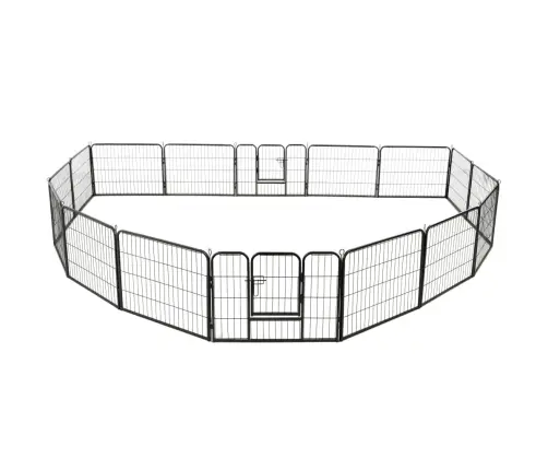 Nožogojums Suņiem, 16 Paneļi, 60X80 Cm, Tērauds, Melns Vidaxl