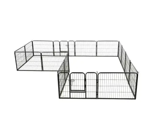 Nožogojums Suņiem, 16 Paneļi, 60X80 Cm, Tērauds, Melns Vidaxl