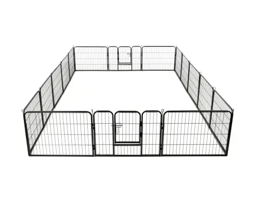 Nožogojums Suņiem, 16 Paneļi, 60X80 Cm, Tērauds, Melns Vidaxl