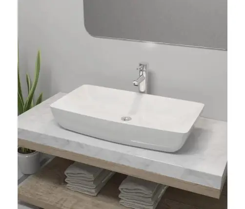 Vannasistabas Izlietne, Jaucējkrāns, Taisnstūra, Balta Keramika Vidaxl