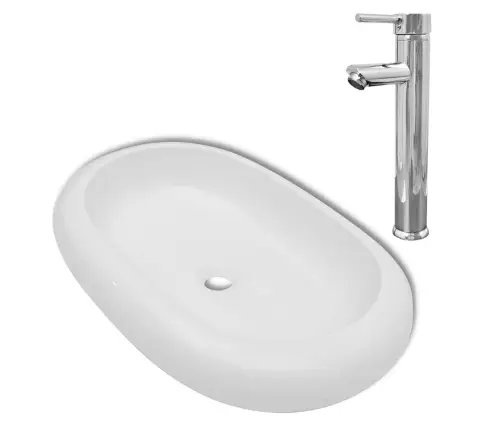 Vannasistabas Ūdens Krāns Ar Maisītāju, Ovāla Izlietne, Balta Vidaxl